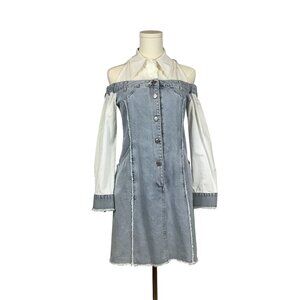 Jendes button down off the shoulder denim dress